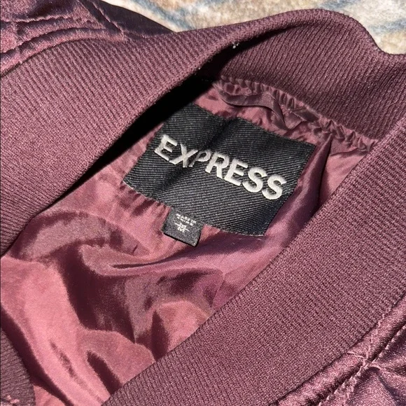 Express Quilted Bomber Jacket in Burgundy - Picture 2 of 4
